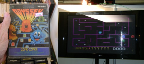 Uau, Come Come 2! Eu tinha esse jogo! A Magnavox levou um baita processo da Atari, que detinha direitos exclusivos para versões de Pac-man. Cara, eu devia ter uns cinco anos de idade quando jogava isso no meu Odissey...